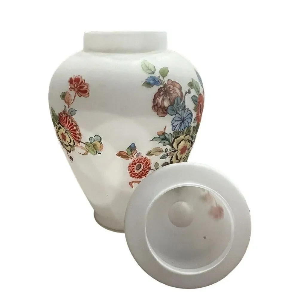 VTG  MCM Large Made In Italy Norleans White Satin Glass Urn Vase Floral Motif